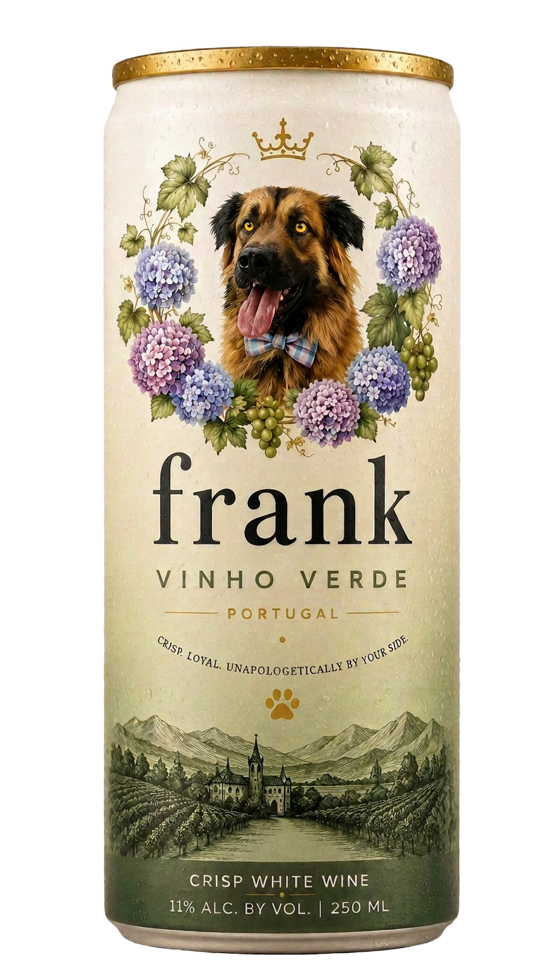 Frank Vinho Verde slim can with forest green to white ombre finish